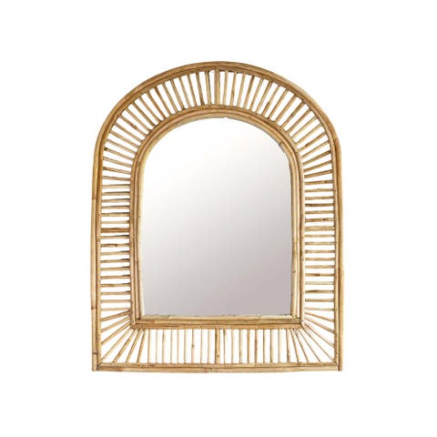 Arched Cane Wall Mirror Natural Cane & Glass