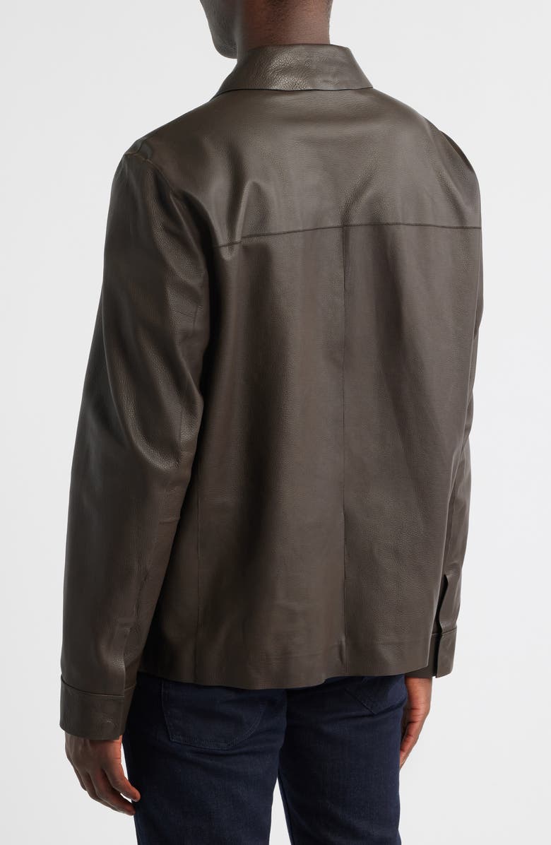 BOSS Mandalo Leather Jacket, Alternate, color, Dark Brown