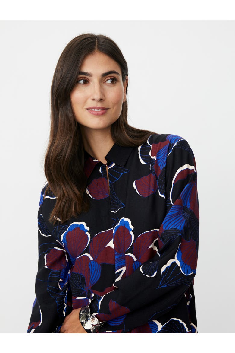 Grivon Collared Long Sleeve Floral Tunic, Alternate, color, Tawny Port