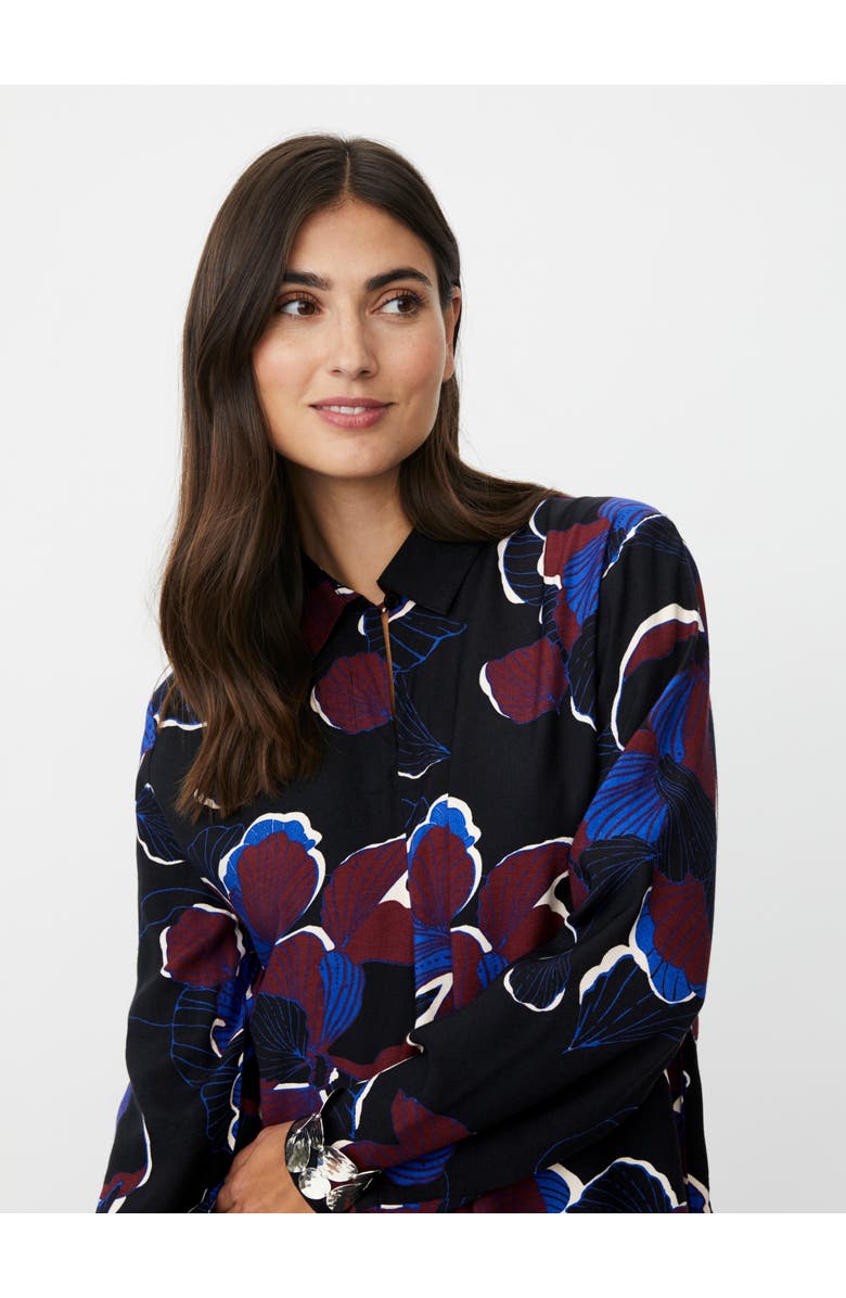 Masai Copenhagen Grivon Collared Long Sleeve Floral Tunic, Alternate, color, Tawny Port