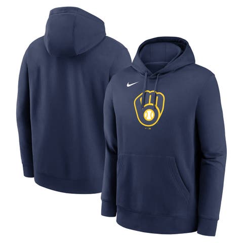 Men's Nike Navy Milwaukee Brewers Logo Club Fleece Pullover Hoodie
