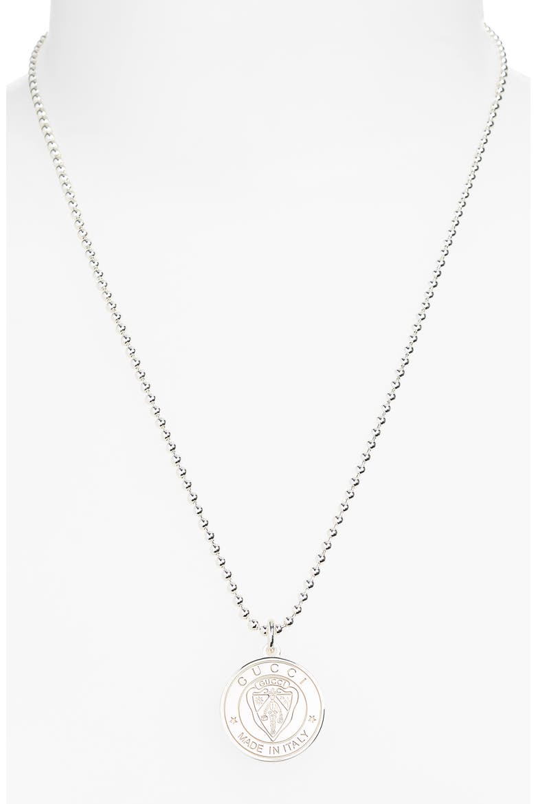 Crest Pendant Necklace, Alternate, color, SILVER