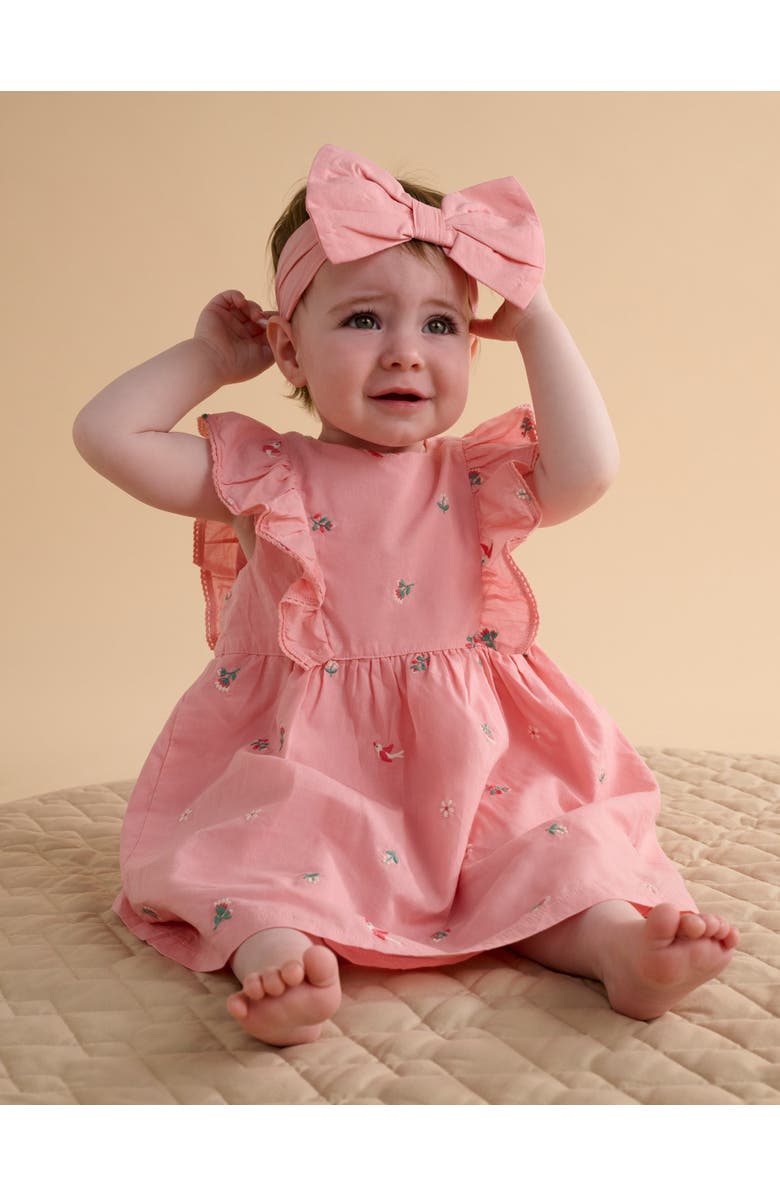 Purebaby Broderie Dress & Headband, Alternate, color, Swallow Broderie