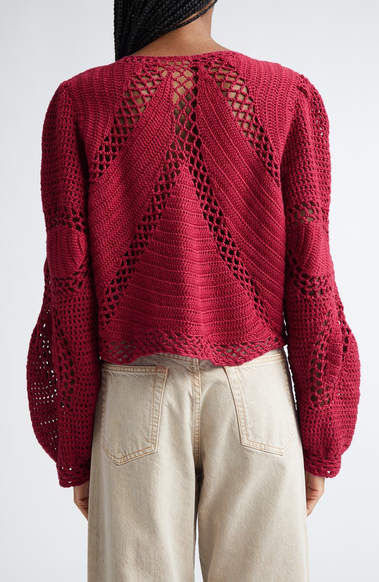 FARM Rio Flower Crochet Cardigan Sweater, Alternate, color, 