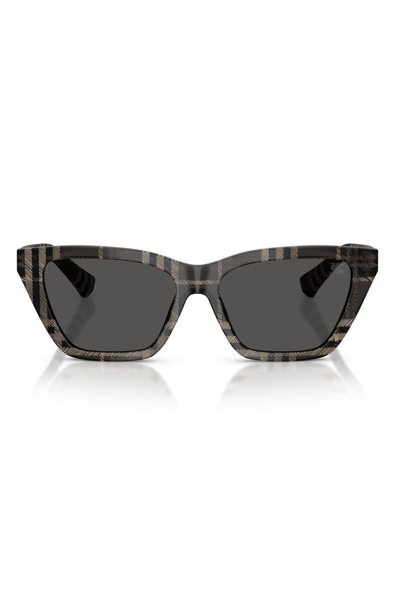 Burberry 54mm Cat Eye Sunglasses, Main, color, Check Grey / Dark Grey