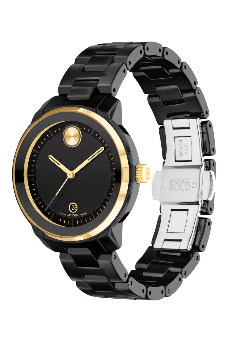 Bold Verso Bracelet Watch, 38mm, Alternate, color, BLACK