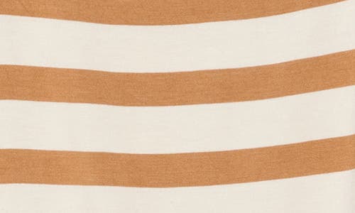 T Tahari Square Neck Banded Top In Ivory/toffee Stripe