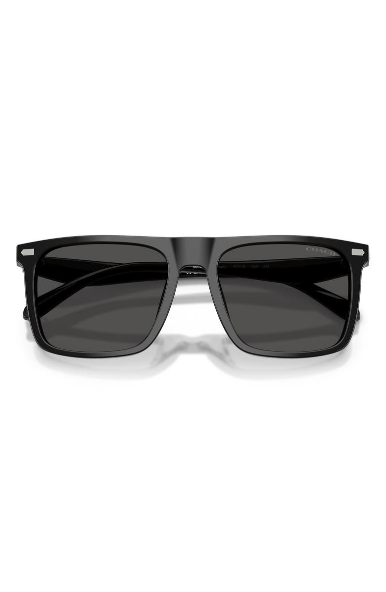 COACH 57mm Flat Top Square Sunglasses, Alternate, color, Black / Grey Solid