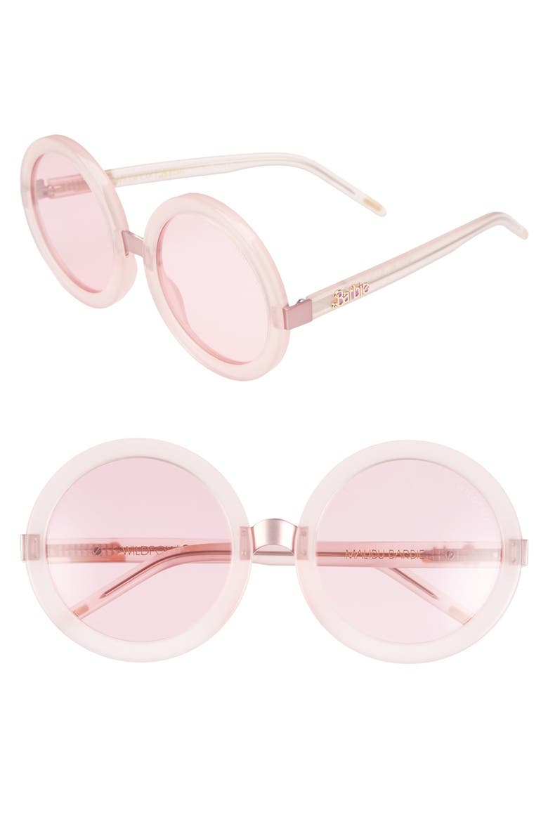 'Malibu Barbie' 56mm Round Sunglasses, Main, color, ROSE