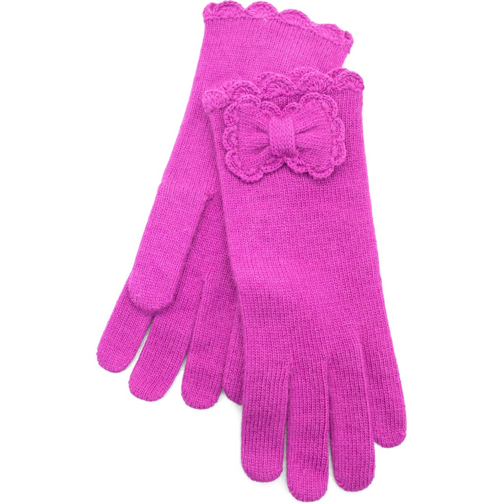 Portolano Scalloped Edge Knit Gloves In Pink