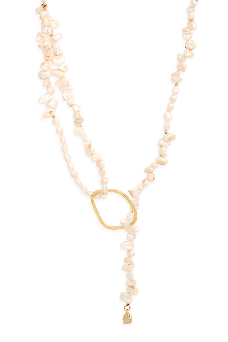 Piedrita Freshwater Pearl Lariat, Main, color, PEARL