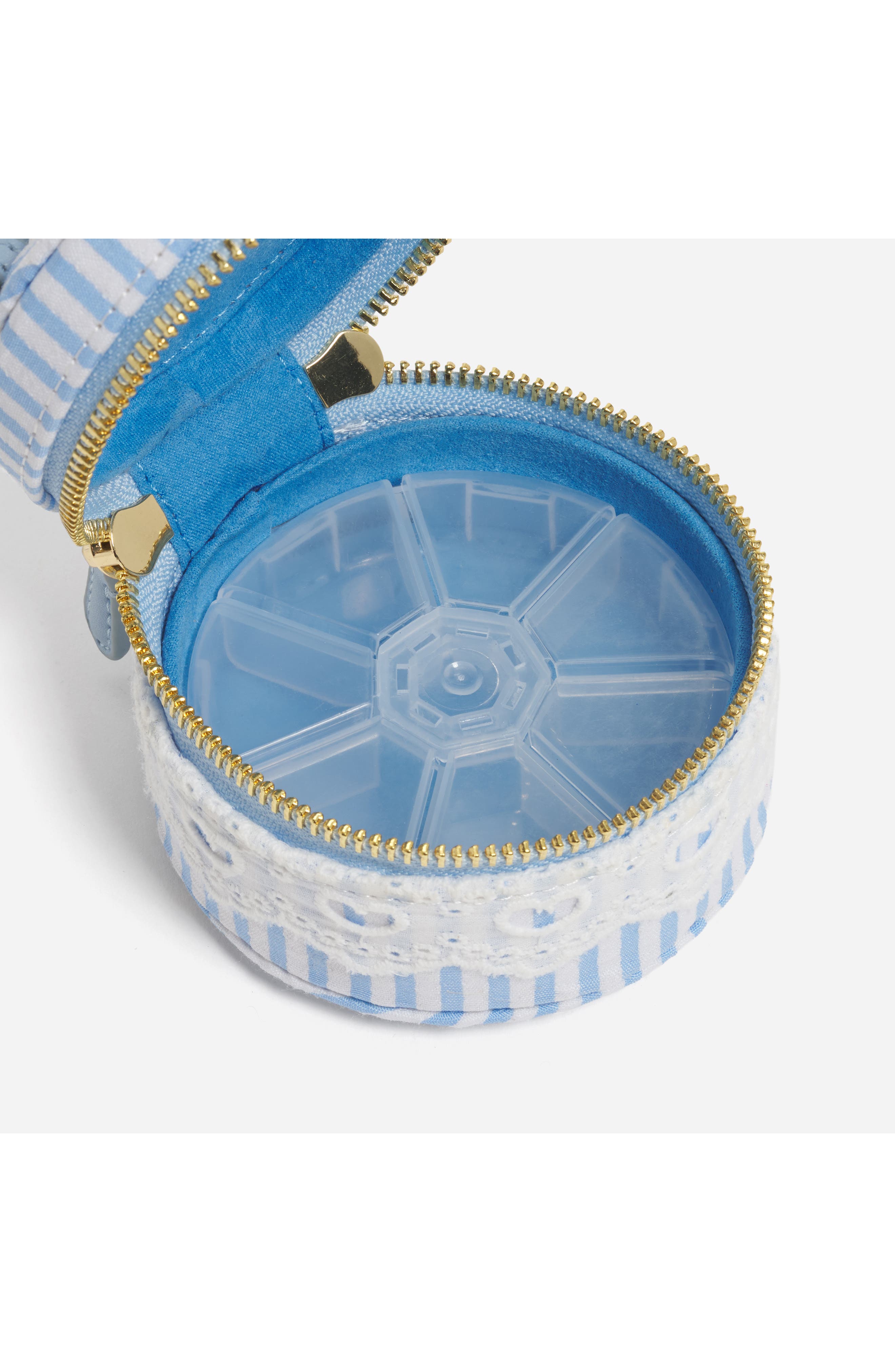 Seersucker Top Handle Pill Case, Alternate, color, BLUE SEERSUCKER