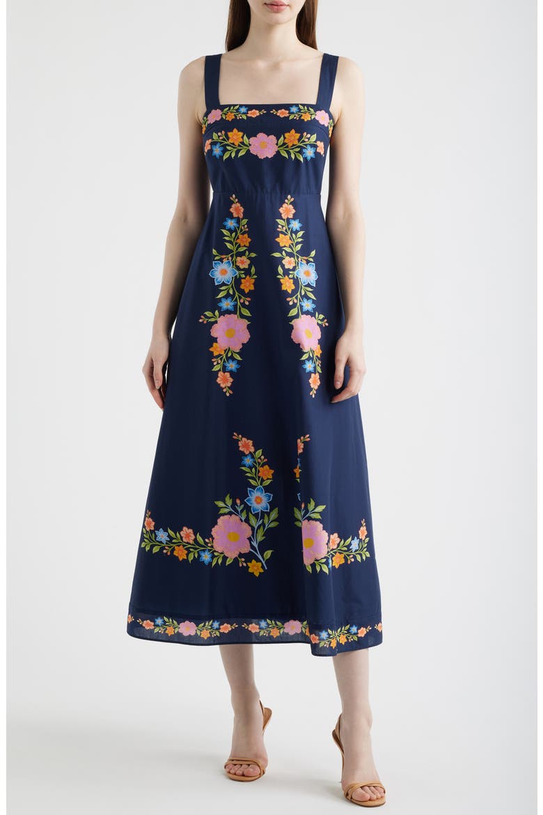 Sleeveless Maxi Sundress, Main, color, NAVY MULTI