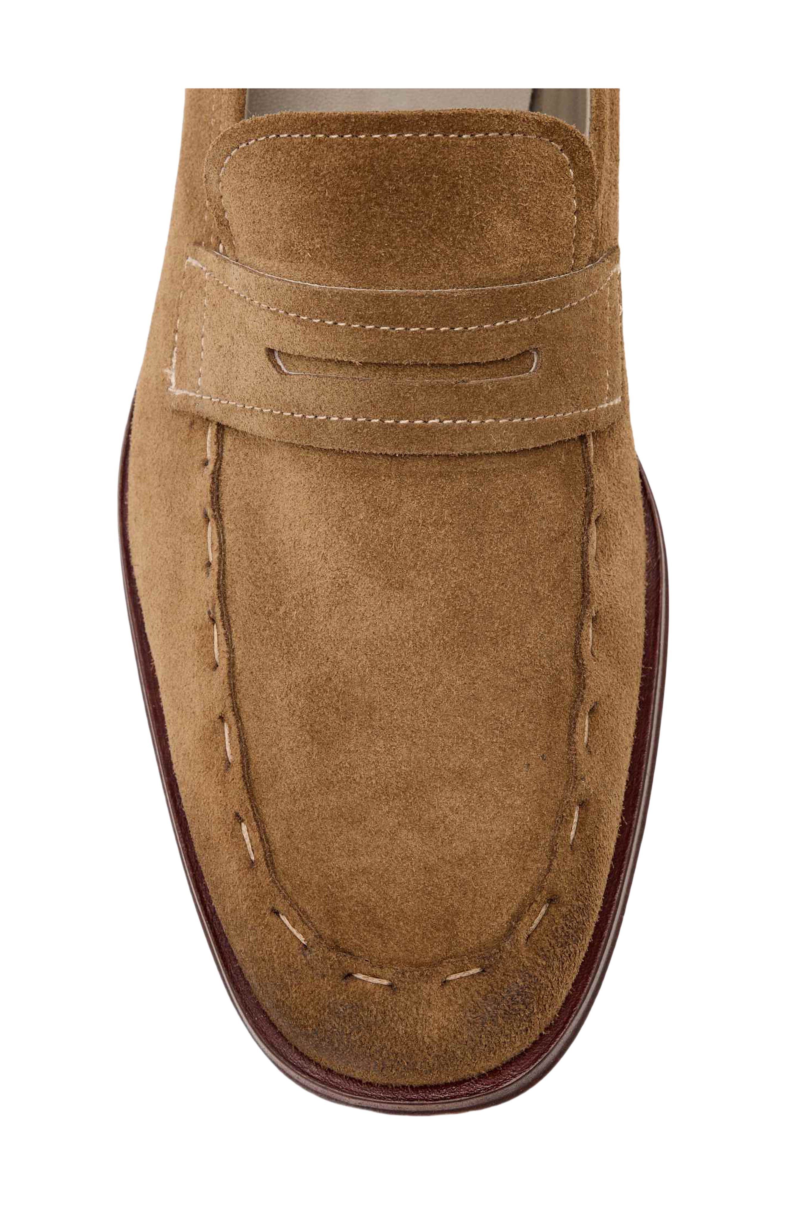 Jules Stitch Leather Loafer, Alternate, color, KAROO BROWN
