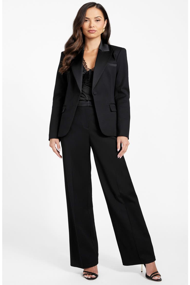 Thea One-Button Blazer, Alternate, color, JBLACK-BLACK