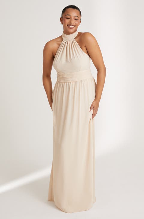 Halter Neck Chiffon Bridesmaid Dress