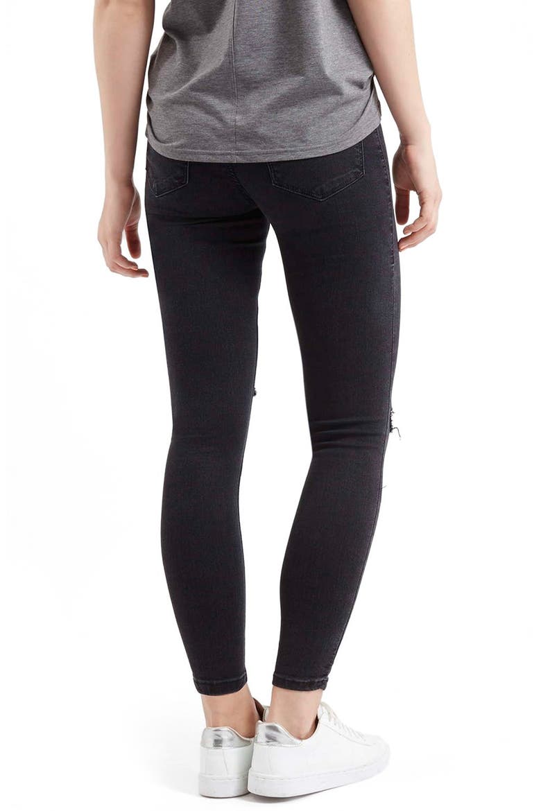 'Joni' Destroyed Moto Jeans, Alternate, color, BLACK
