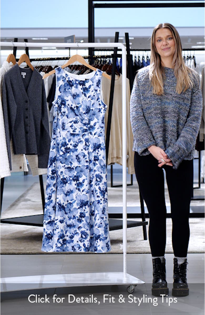 Floral Sleeveless Pleated Waist A-Line Midi Dress, sales video thumbnail