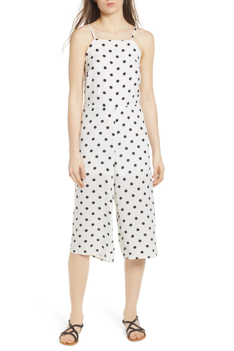 Culotte Jumpsuit, Main, color, WHITE BLACK DOT