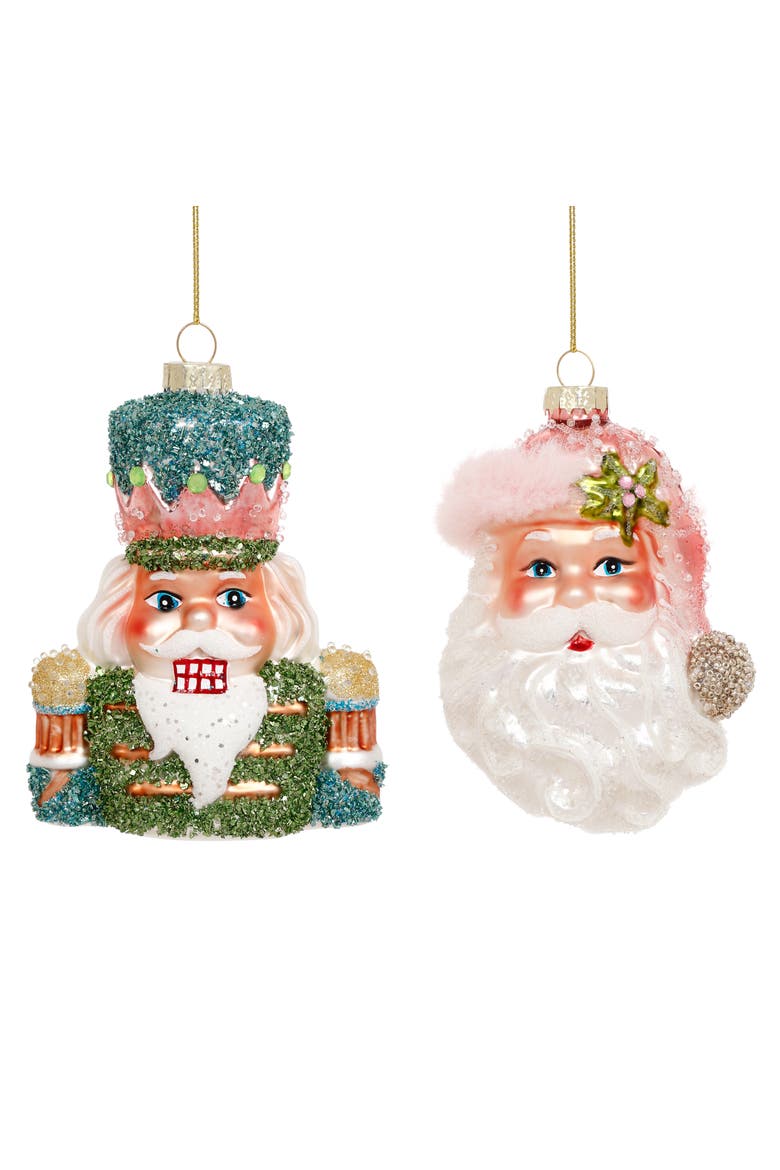 Santa and Nutcracker Ornament, Box of 6, Main, color, Teal
