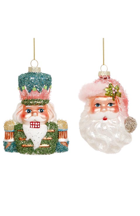 Santa and Nutcracker Ornament, Box of 6