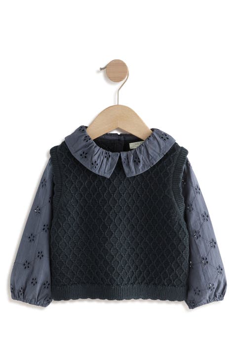 Kids' Mixed Media Cotton Layered Look Sweater Vest (Little Kid)