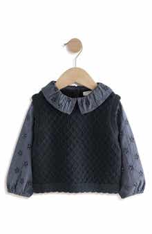 NEXT Kids' Mixed Media Cotton Layered Look Sweater Vest