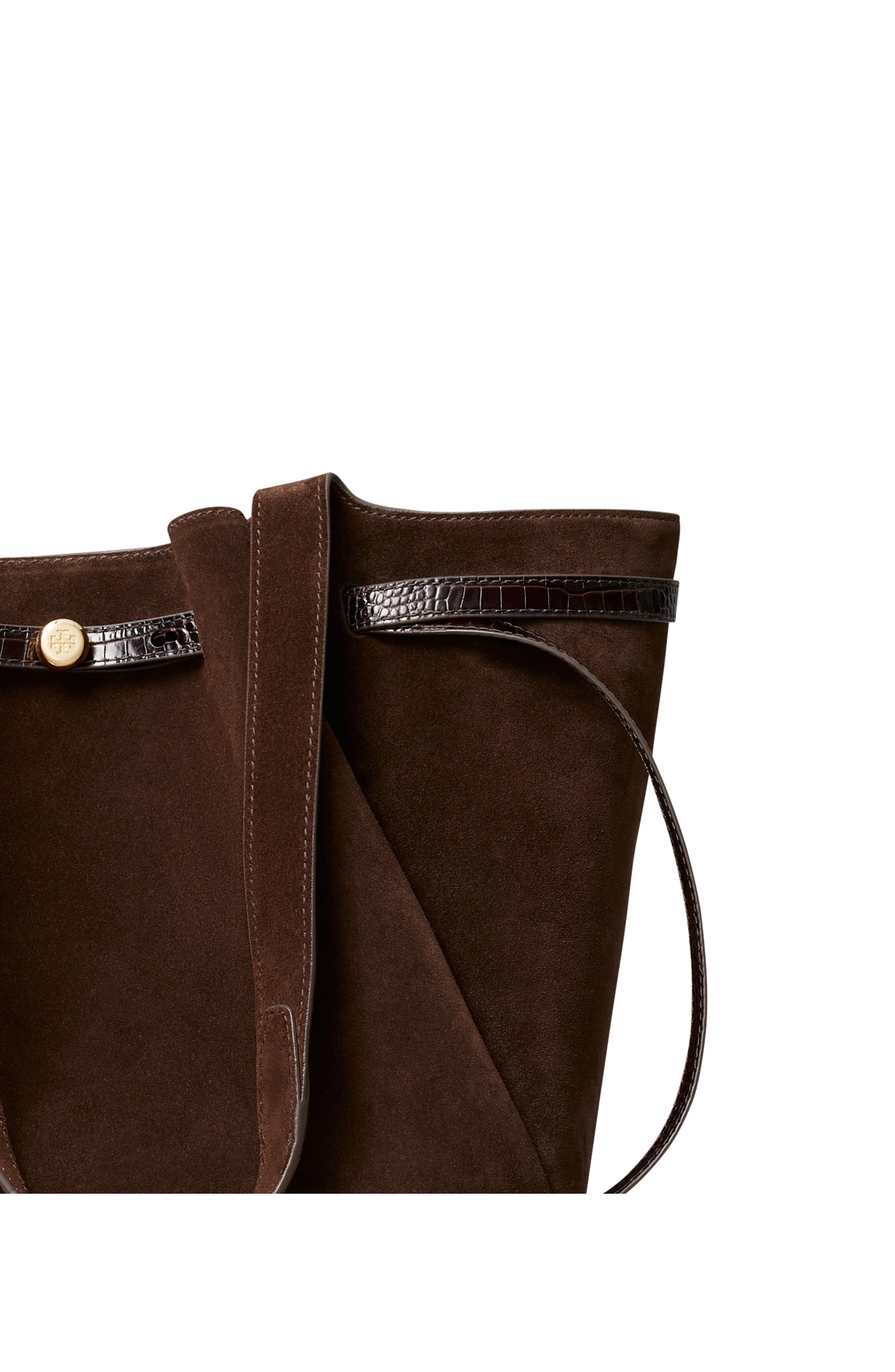 Romy Suede Tote, Alternate, color, DARK COCOA