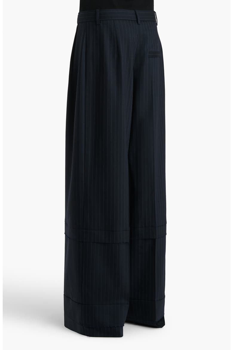 Linden Pinstripe Pleated Wide Leg Trousers, Main, color, NAVY / WHITE