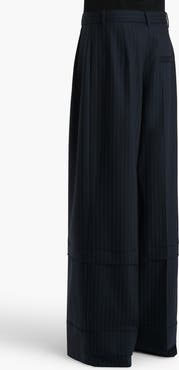Khaite Linden Pinstripe Pleated Wide Leg Trousers