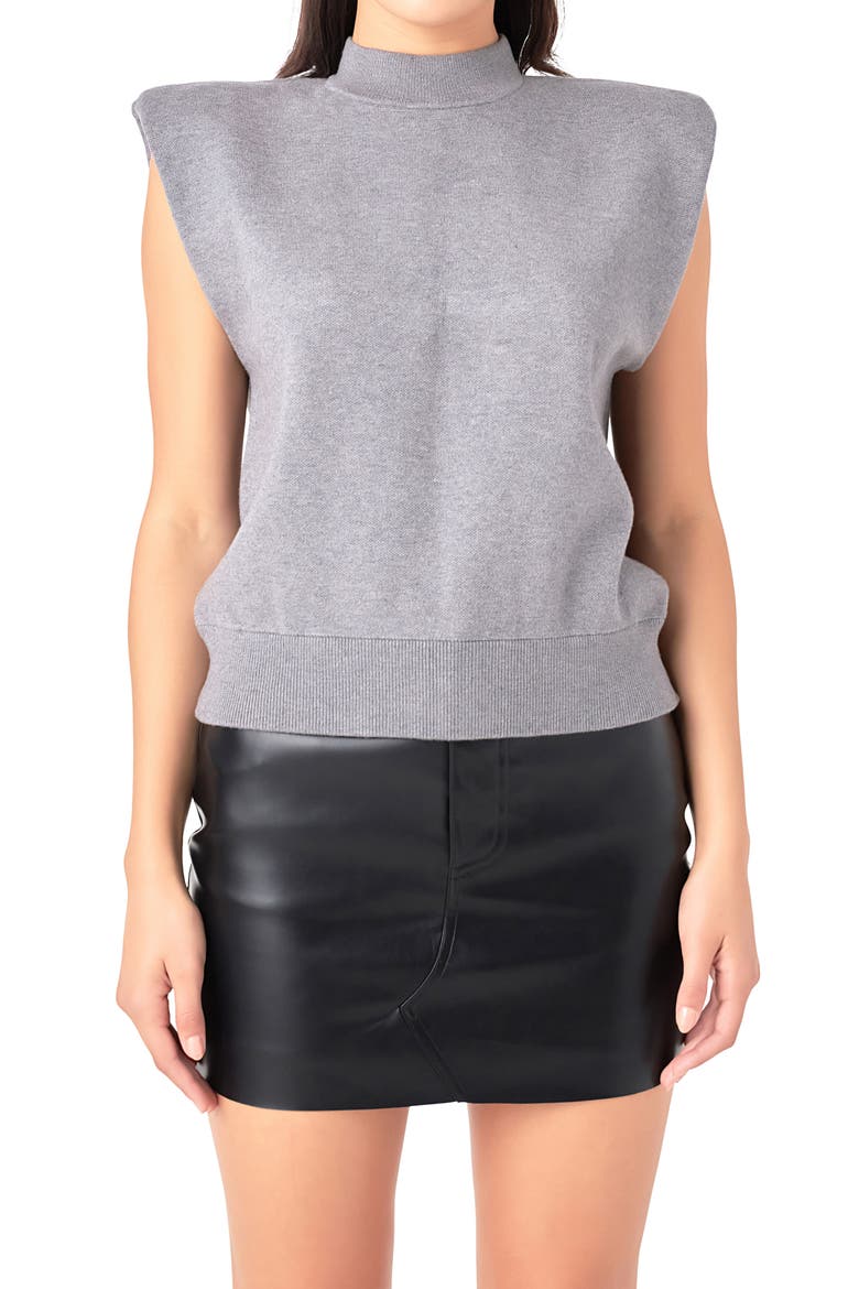 Mock Neck Sleeveless Knit Top, Alternate, color, HEATHER GREY