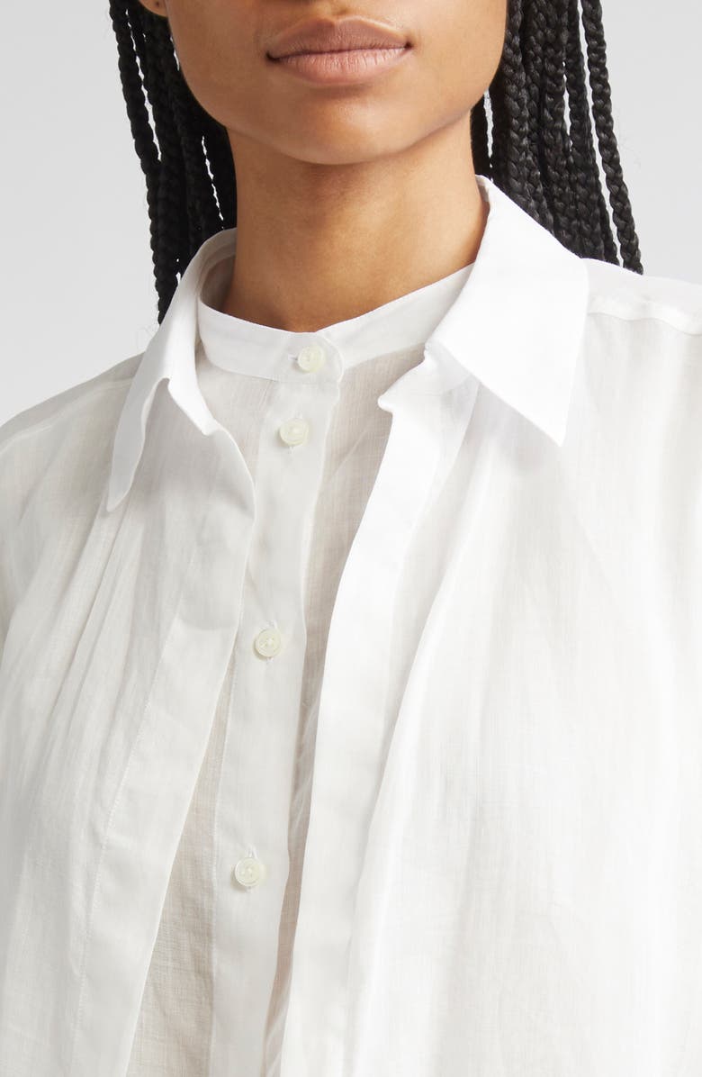 TOTEME Double Collar Button-Up Shirt, Alternate, color, White
