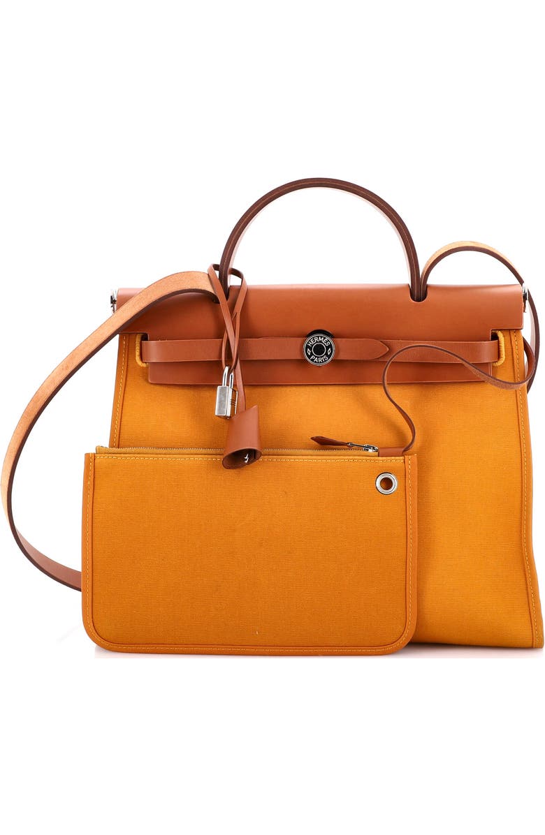 Pre-Owned Hermes Herbag Zip Leather and Toile 31, Alternate, color, Abricot