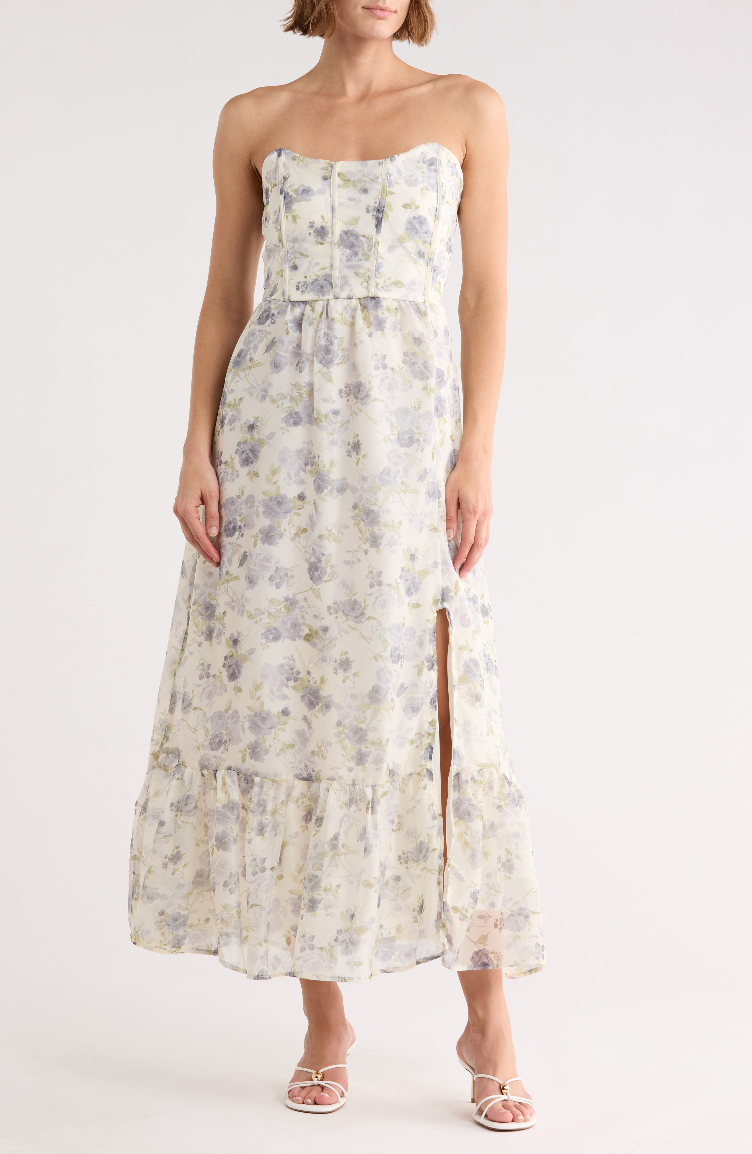 Blu Pepper Floral Strapless Dress