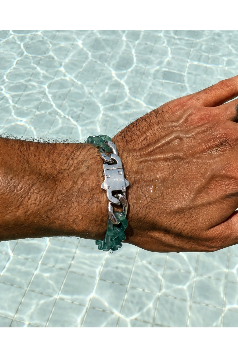 Men's Collection Cuban Link Jade Bracelet, Alternate, color, Blue