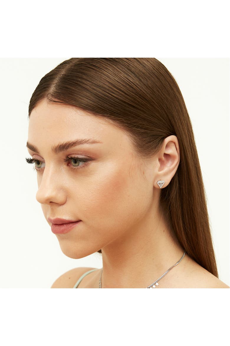 Sterling Silver Diamond Stud Earring, Alternate, color, Silver