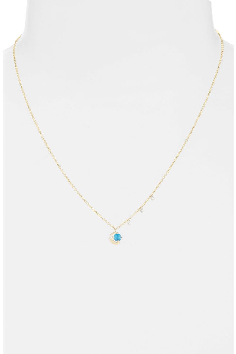 Opal Crescent Moon Pendant Necklace, Alternate, color, YELLOW GOLD