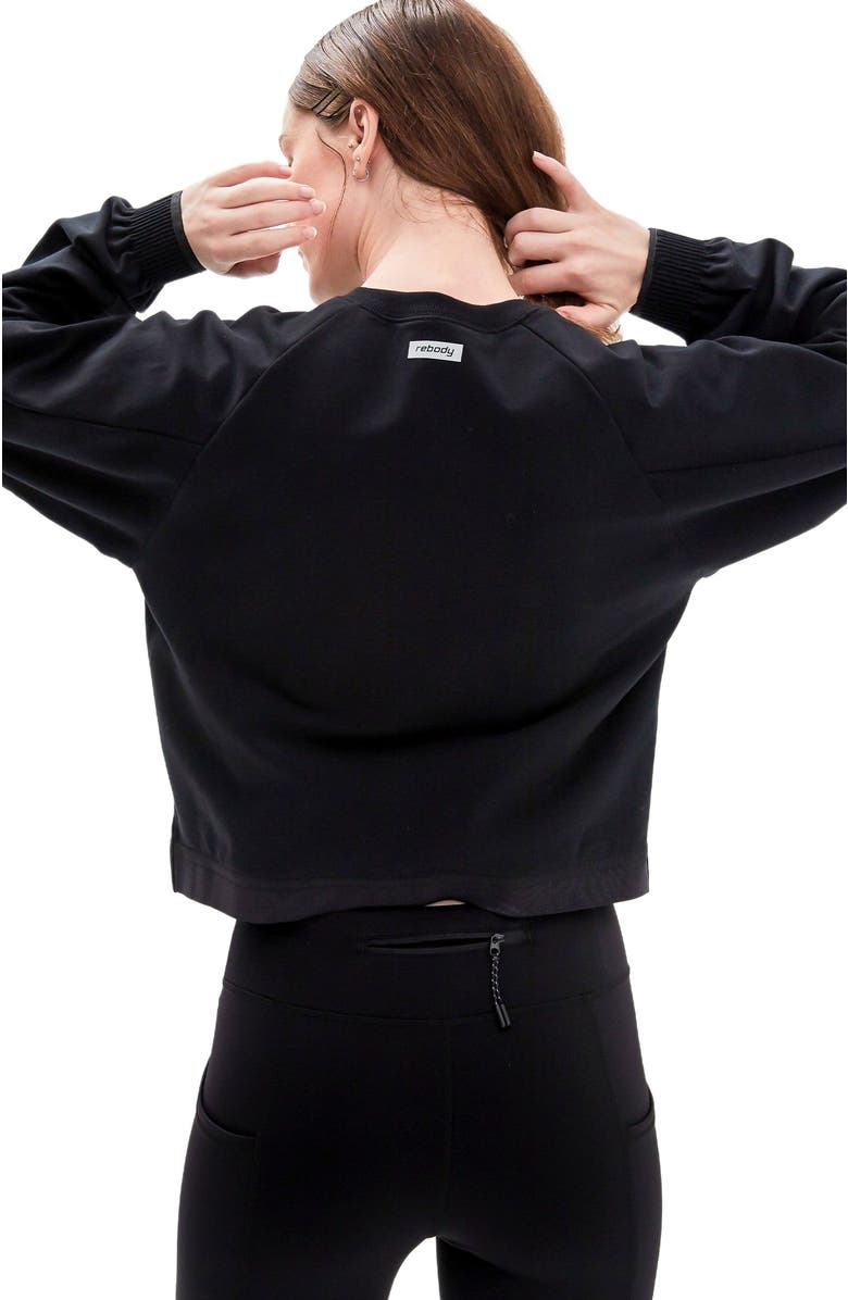Rebody Active City Zip Crop Crewneck Sweatshirt, Alternate, color, Black
