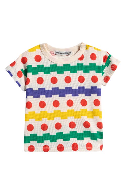 Bobo Choses White T-shirt For Babykids With Geometric Print In White Multicolor