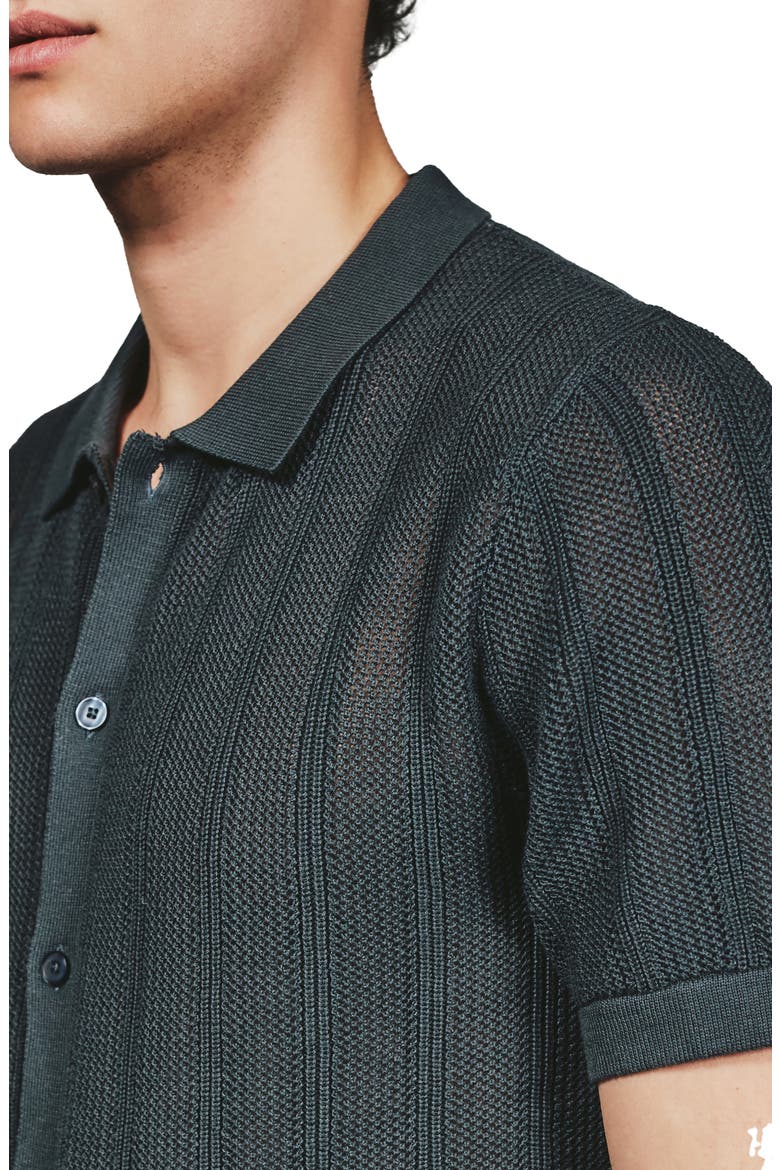Kellan Knit Short Sleeve Button-Up Shirt, Alternate, color, PETROL NAVY