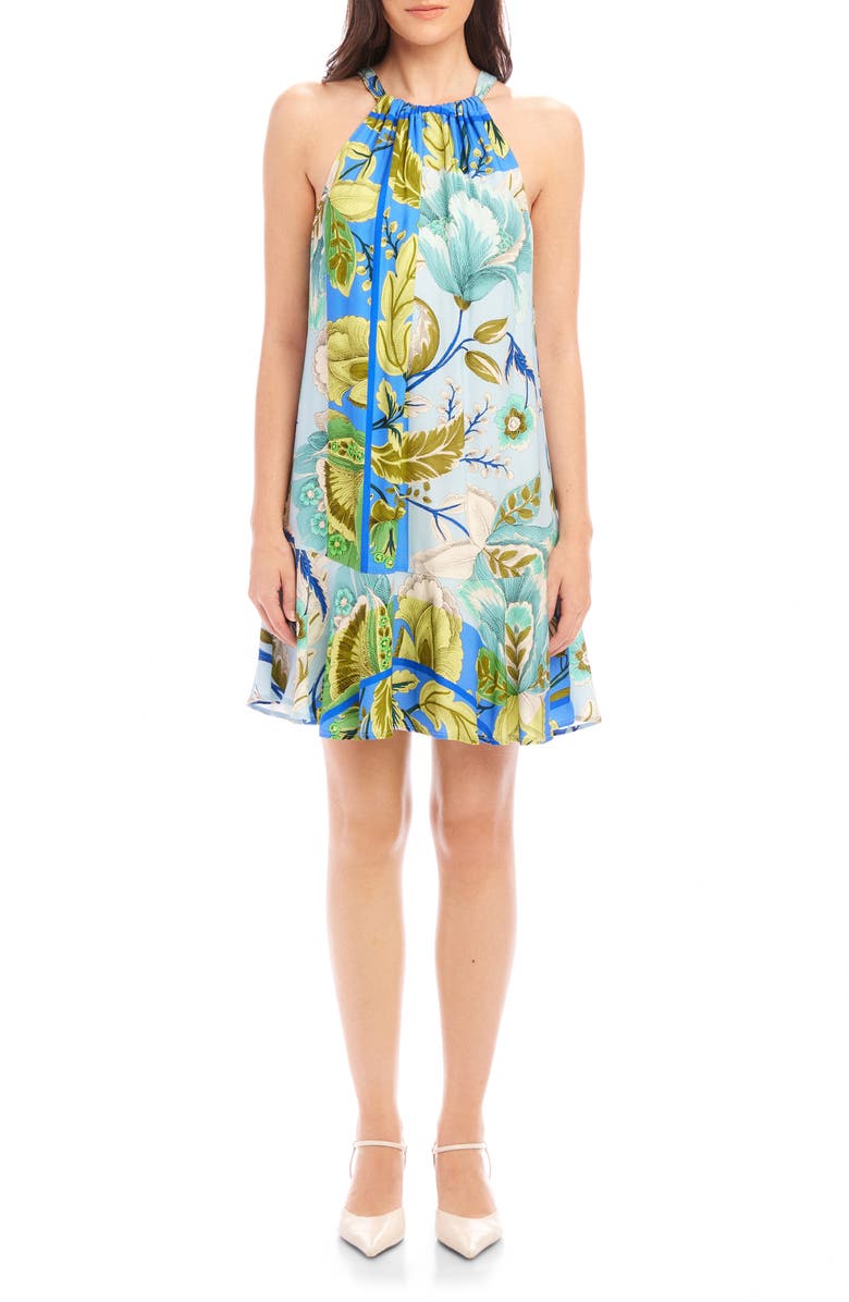 FIFTEEN TWENTY Brenda Print Ruffle Hem Shift Dress, Main, color, Blue Print