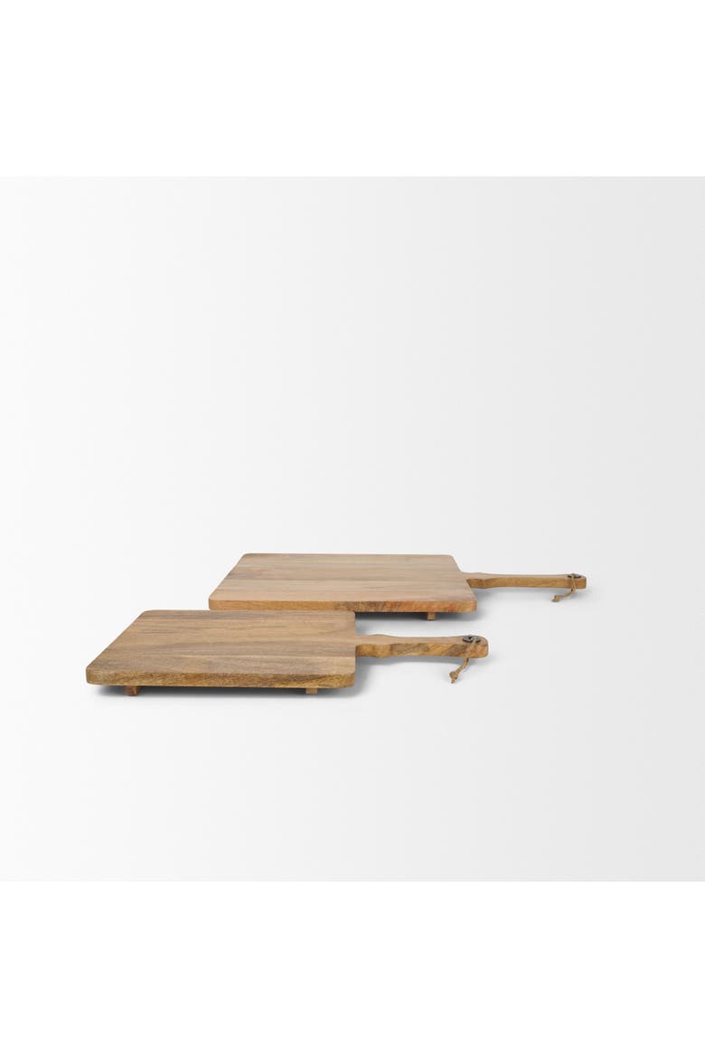 Khana Natural Solid Wood Square Serving Boards, Alternate, color, Brown