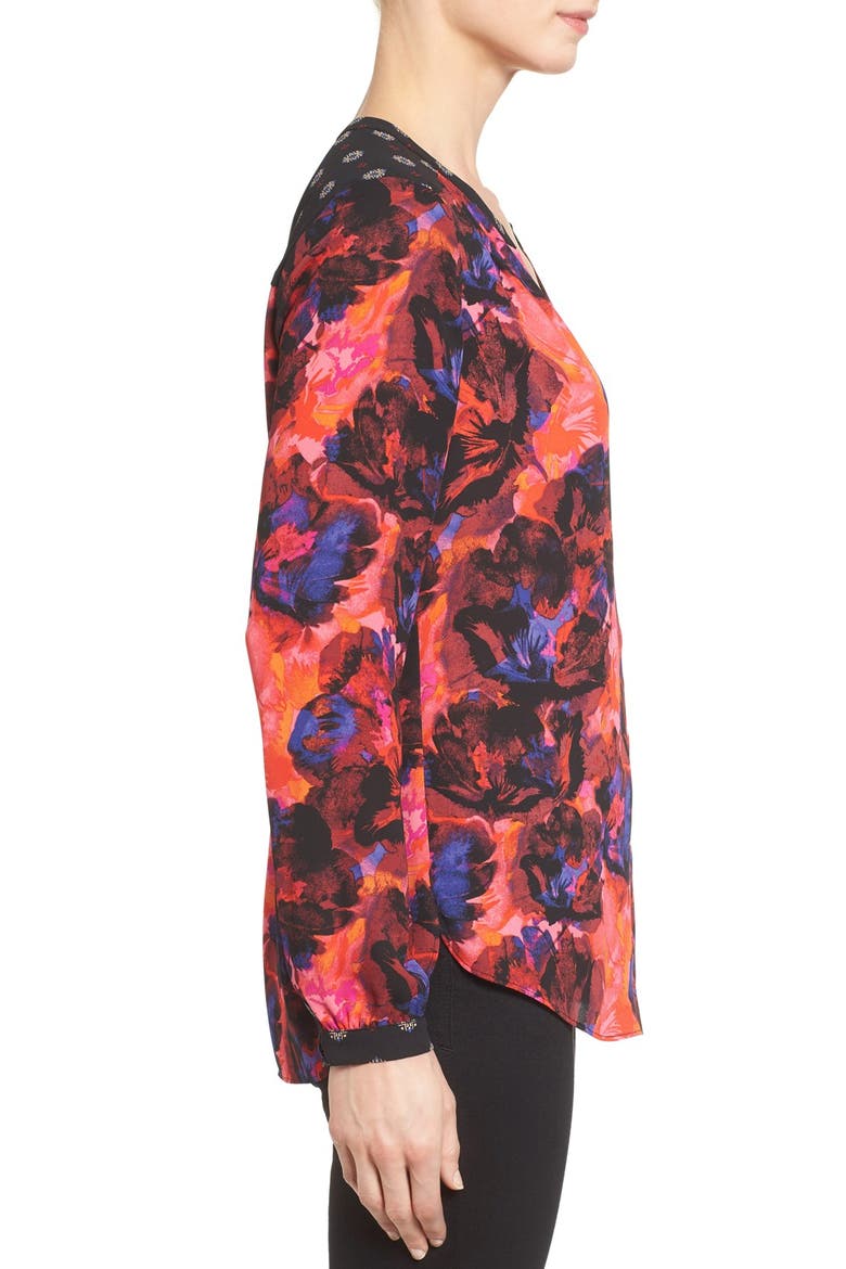 Long Sleeve Mix Print Blouse, Alternate, color, CARMINE PROMISE