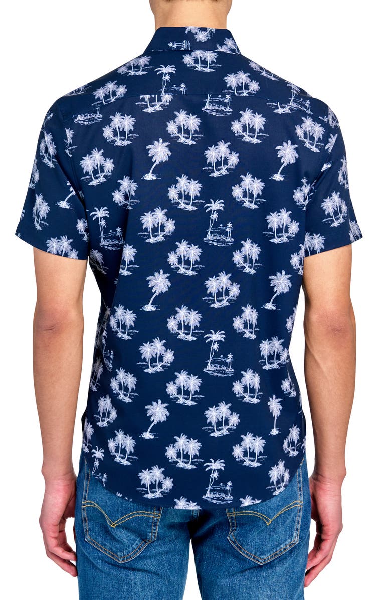 CONSTRUCT Slim Fit 4-Way Stretch Short Sleeve Button-Up Shirt, Alternate, color, Navy