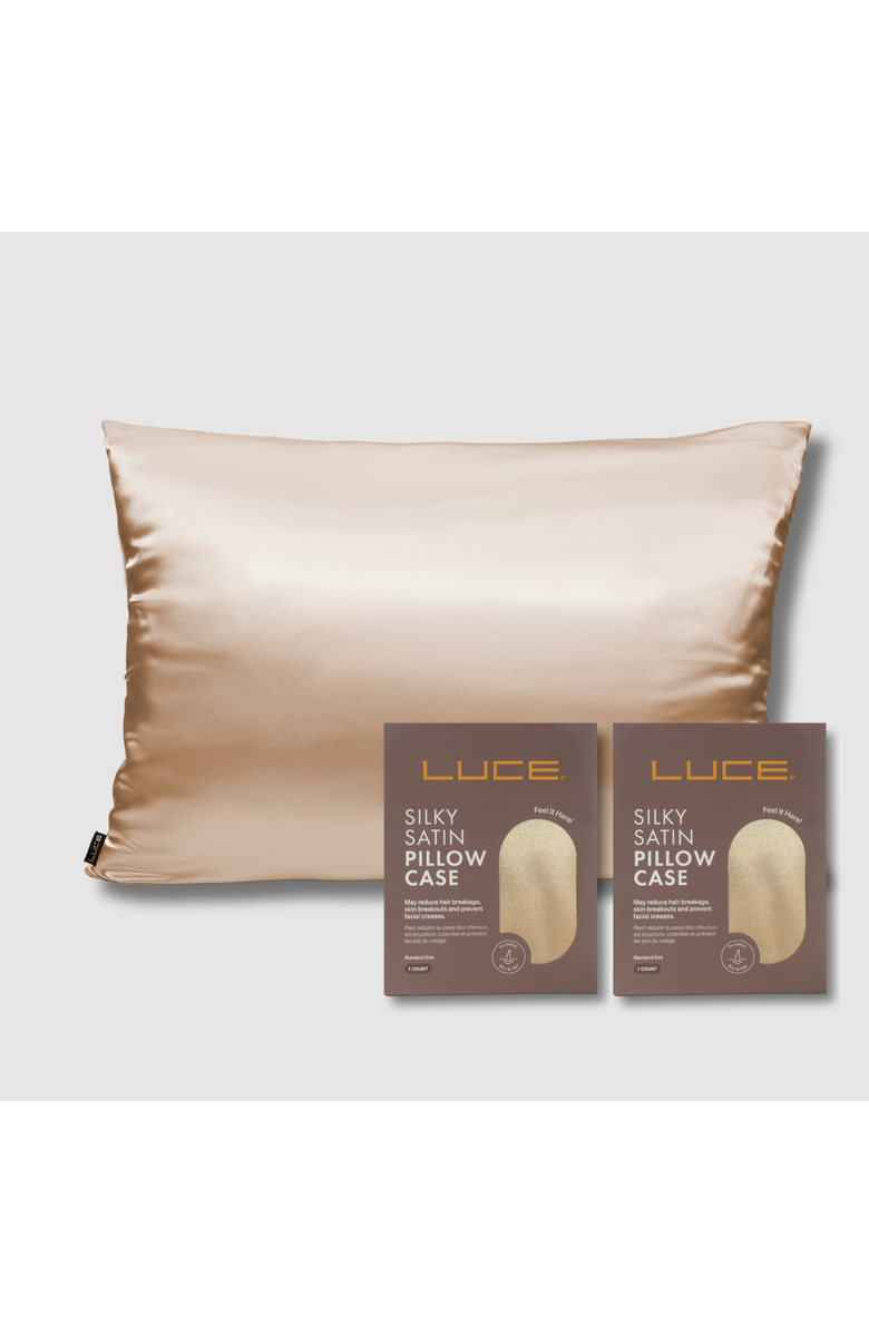 LUCE BEAUTY Silky Satin Pillow Case 2 Pieces, Main, color, Champagne