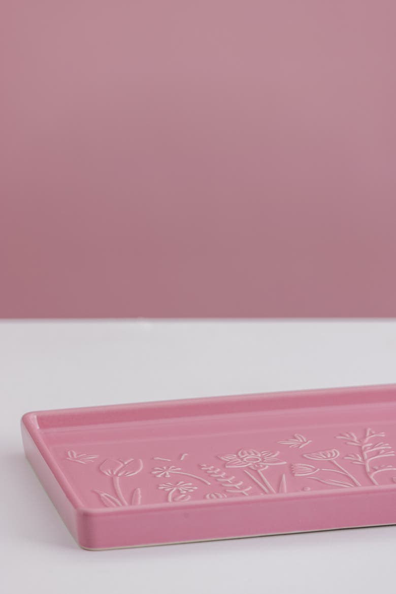 In The Meadow Rectangle Platter, 12-Inch, Alternate, color, Pink