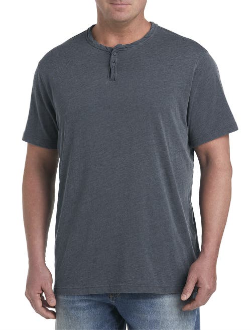 Lucky Brand Big & Tall Burnout Notch Neck T-Shirt in Jet Black 