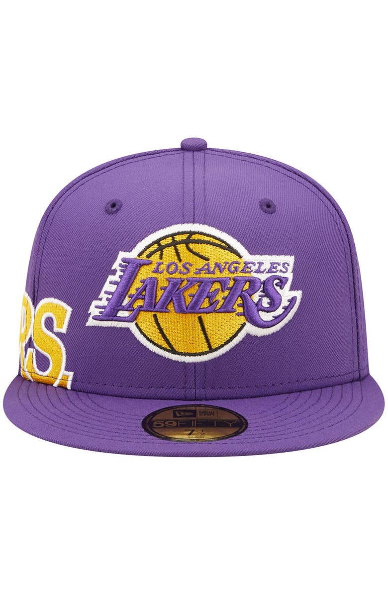 New Era Men's New Era Purple Los Angeles Lakers Side Split 59FIFTY Fitted Hat, Alternate, color, 