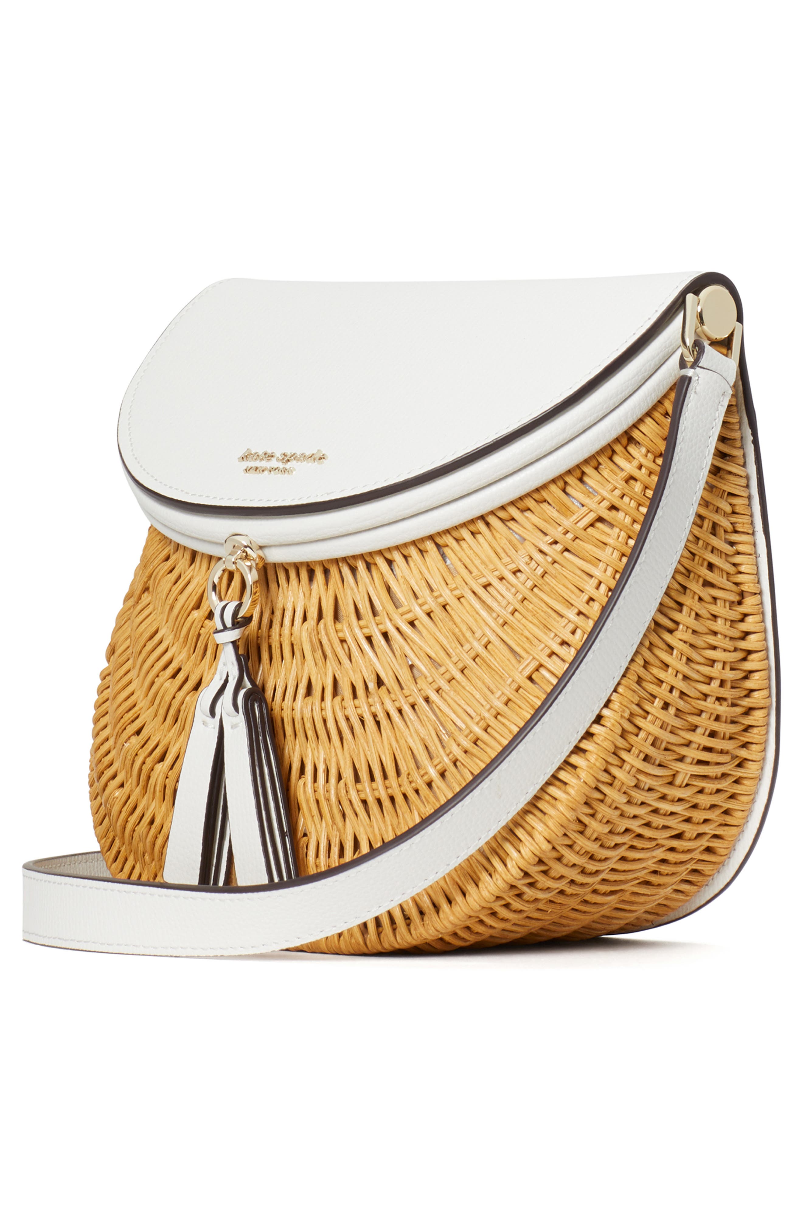 Kate Spade New York catch medium wicker crossbody bag, Alternate, color, 