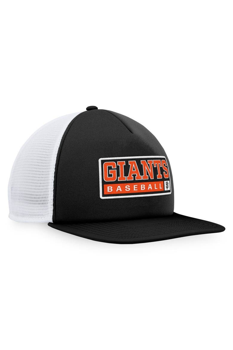Men's Majestic Black/White San Francisco Giants Foam Trucker Snapback Hat, Alternate, color, Black